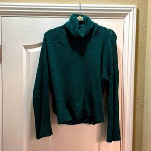 Open back cowl neck sweater